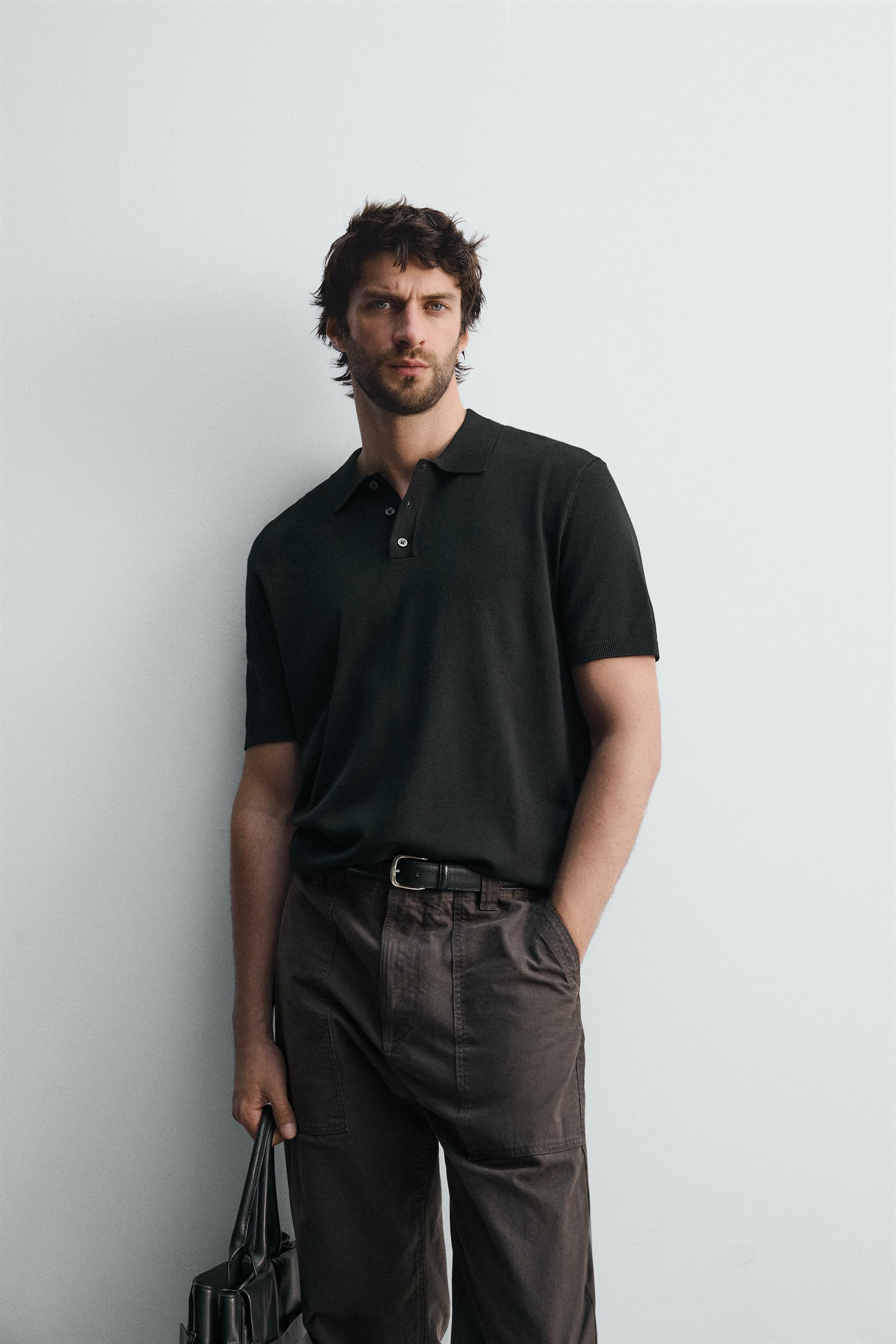 VISCOSE BLEND KNIT POLO SHIRT